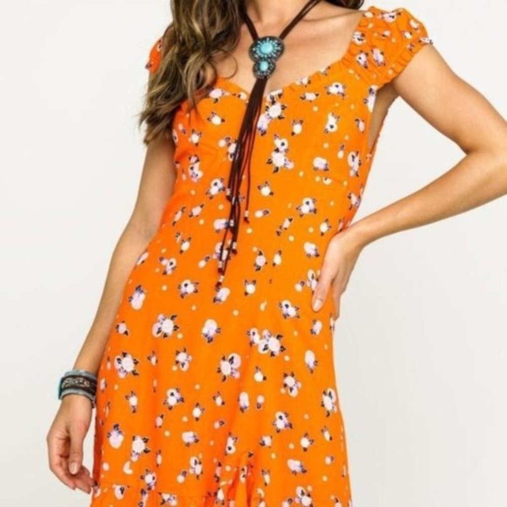 Free People Like A Lady Printed Mini Dress L - Picture 1 of 3